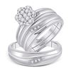 Image 1 : His Hers Round Diamond Cluster Matching Wedding Set 3/8 Cttw 10kt White Gold - REF-38R9X