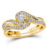 Image 1 : Round Diamond Bridal Wedding Ring Band Set 1/3 Cttw 10kt Yellow Gold - REF-39N9F