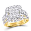 Image 1 : Princess Diamond Bridal Wedding Ring Band Set 2 Cttw 14kt Yellow Gold - REF-131N5F