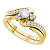 Image 1 : Round Diamond Bridal Wedding Ring Band Set 1/2 Cttw 14kt Yellow Gold - REF-74N9F