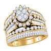 Image 1 : Round Diamond Cluster Bridal Wedding Ring Band Set 2 Cttw 14kt Yellow Gold - REF-138N9F