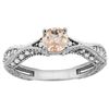 Image 1 : 0.69 CTW Morganite & Diamond Ring 14K White Gold - REF-69X2M