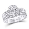 Image 1 : Round Diamond Square Bridal Wedding Ring Band Set 1/2 Cttw 14kt White Gold - REF-65K5Y
