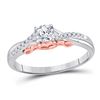 Image 1 : Round Diamond Solitaire Bridal Wedding Engagement Ring 1/3 Cttw 14kt White Gold - REF-53R5X