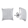 Image 1 : Womens Round Diamond Convex Square Kite Cluster Earrings 1/2 Cttw 10kt White Gold - REF-25K9Y