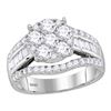 Image 1 : Round Diamond Cluster Bridal Wedding Engagement Ring 1-7/8 Cttw 14kt White Gold - REF-139M9H