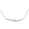 Image 1 : Womens Round Diamond Curved Bypass Bar Necklace 1/2 Cttw 14kt White Gold - REF-41X5A
