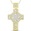 Image 1 : Mens Round Diamond Bound Cuban Link Cross Charm Pendant 3-3/8 Cttw 10kt Yellow Gold - REF-186N5F