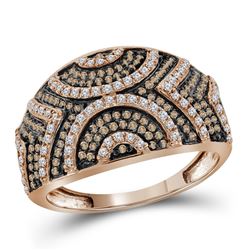 Womens Round Red Color Enhanced Diamond Fashion Ring 1/2 Cttw 10kt Rose Gold - REF-27Y9N