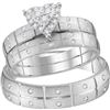 Image 1 : His Hers Round Diamond Heart Matching Wedding Set 1/4 Cttw 14kt White Gold - REF-52M9H