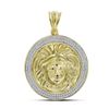 Image 1 : Mens Round Diamond Gorgon Medusa Charm Pendant 1/2 Cttw 10kt Yellow Gold - REF-68K5Y