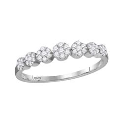 Womens Round Diamond Flower Cluster Ring 1/4 Cttw 10kt White Gold - REF-19A5M