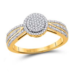 Womens Round Diamond Circle Cluster Ring 1/5 Cttw 10kt Yellow Gold - REF-18M5H