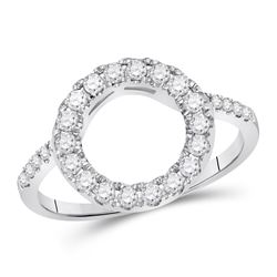 Womens Round Diamond Wrap Ring Guard Enhancer 1/2 Cttw 14kt White Gold - REF-37X9A