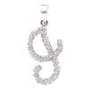 Image 1 : Womens Round Diamond Cursive Letter J Pendant 1/6 Cttw 10kt White Gold - REF-10R5X