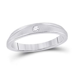 Womens Round Diamond Solitaire Band Ring 1/12 Cttw 14kt White Gold - REF-30Y5N