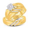 Image 1 : His Hers Round Diamond Cluster Matching Wedding Set 1/3 Cttw 10kt Yellow Gold - REF-49R9X