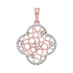 Womens Round Diamond Fashion Pendant 1/20 Cttw 10kt Two-tone Gold - REF-10N5F