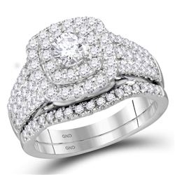 Round Diamond Bridal Wedding Ring Band Set 2 Cttw 14kt White Gold - REF-219A5M