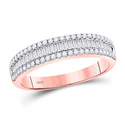 Womens Baguette Diamond Anniversary Band Ring 1/2 Cttw 14kt Rose Gold - REF-38M9H