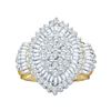 Image 1 : Womens Round Diamond Oval Cluster Ring 2 Cttw 10kt Yellow Gold - REF-75R5X