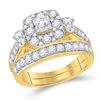 Image 1 : Princess Diamond Bridal Wedding Ring Band Set 2 Cttw 14kt Yellow Gold - REF-178N5F