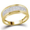 Image 1 : Mens Round Diamond Wedding Triple Row Band Ring 1/10 Cttw 10kt Yellow Gold - REF-23H5R
