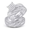 Image 1 : His Hers Round Diamond Square Matching Wedding Set 5/8 Cttw 10kt White Gold - REF-54F5W