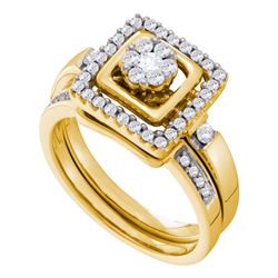 Round Diamond Bridal Wedding Ring Band Set 1/2 Cttw 14kt Yellow Gold - REF-65M5H