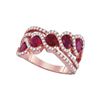 Image 1 : Womens Round Ruby Diamond Band Ring 2-1/2 Cttw 18kt Rose Gold - REF-164X5A