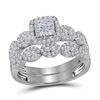 Image 1 : Princess Diamond Bridal Wedding Ring Band Set 1 Cttw 14kt White Gold - REF-82R9X