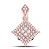 Image 1 : Womens Round Diamond Offset Square Cluster Pendant 1/2 Cttw 14kt Rose Gold - REF-38N9F