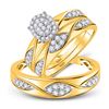 Image 1 : His Hers Round Diamond Oval Matching Wedding Set 1/2 Cttw 10kt Yellow Gold - REF-43H5R