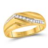 Image 1 : Mens Round Diamond Diagonal Single Row Wedding Band Ring 1/8 Cttw 10kt Yellow Gold - REF-20N9F