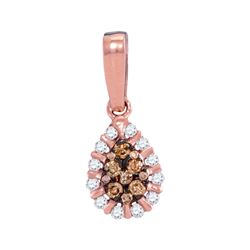 Womens Round Brown Diamond Teardrop Pendant 1/4 Cttw 14kt Rose Gold - REF-19N5F