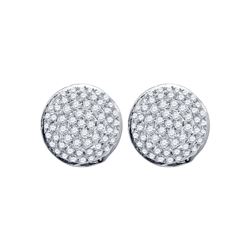 Mens Round Diamond Cluster Earrings 1/5 Cttw 10kt White Gold - REF-14X9A