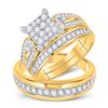 Image 1 : His Hers Round Diamond Square Matching Wedding Set 1-1/5 Cttw 14kt Yellow Gold - REF-88M9H