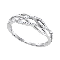 Womens Round Diamond Band Ring 1/8 Cttw 10kt White Gold - REF-11W9K