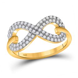 Womens Round Diamond Infinity Ring 1/3 Cttw 10kt Yellow Gold - REF-23N9F