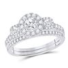 Image 1 : Round Diamond Bridal Wedding Ring Band Set 1 Cttw 14kt White Gold - REF-96Y9N