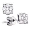 Image 1 : Womens Round Diamond Cluster Earrings 1/3 Cttw 18kt White Gold - REF-49A9M