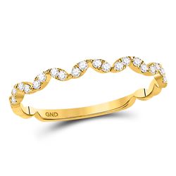 Womens Round Diamond Zigzag Stackable Band Ring 1/5 Cttw 10kt Yellow Gold - REF-14H9R