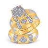 Image 1 : His Hers Round Diamond Cluster Matching Wedding Set 1/2 Cttw 10kt Yellow Gold - REF-41A9M