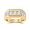 Image 1 : Mens Round Diamond Flat Top Band Ring 1 Cttw 10kt Yellow Gold - REF-67W5K