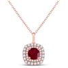 Image 1 : Womens Round Ruby Solitaire Pendant 1-3/8 Cttw 14kt Rose Gold - REF-43R5X