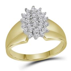 Womens Round Diamond Oval Cluster Ring 1/4 Cttw 10kt Yellow Gold - REF-19X9A