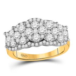 Womens Round Diamond Vintage-Inspired Fashion Ring 2 Cttw 14kt Yellow Gold - REF-142W5K