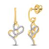 Image 1 : Womens Round Diamond Heart Dangle Earrings 1/6 Cttw 10kt Yellow Gold - REF-13H9R