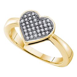 Womens Round Diamond Heart Cluster Ring 1/10 Cttw 10kt Yellow Gold - REF-13K5Y