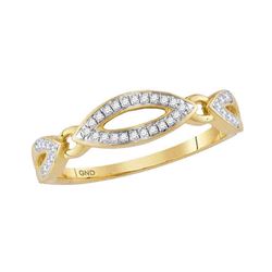Womens Round Diamond Fashion Band Ring 1/10 Cttw 10kt Yellow Gold - REF-9A5M